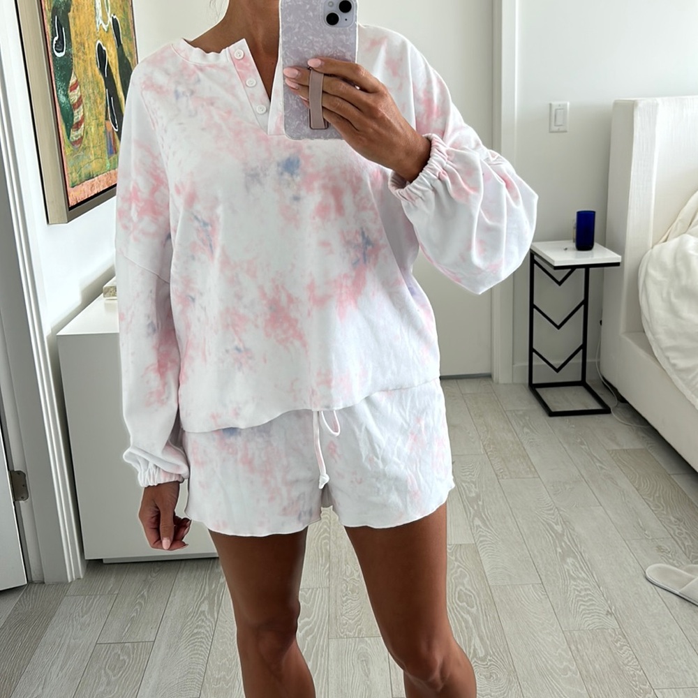 Pink and purple tie-dye pajama set